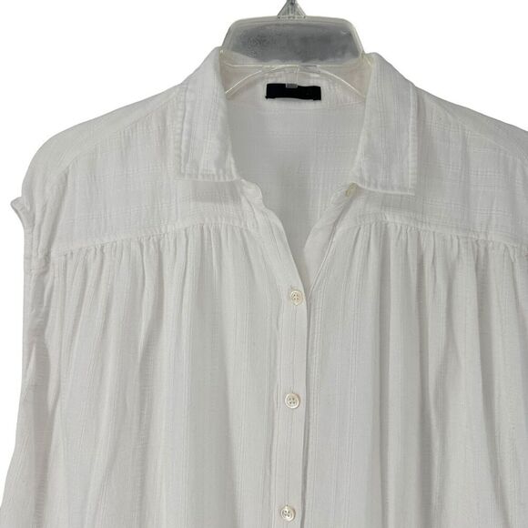 ATM Top White Cotton Gauze Sleeveless Boxy Size M Breathable Button Up Collared - Picture 2 of 9